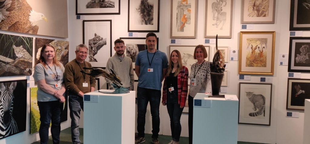 All set up for the Fresh Art Fair at Cheltenham Racecourse from 28th to 30th April One World Imagined with fellow artists Christine Dadd, David Skidmore, Jordon Price, guest sculptor Mathew Duke, Jess Pritchard and myself.
